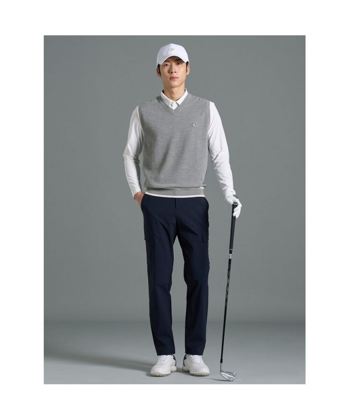 빈폴골프(BEANPOLE GOLF) 남성 V넥 베스트  그레이