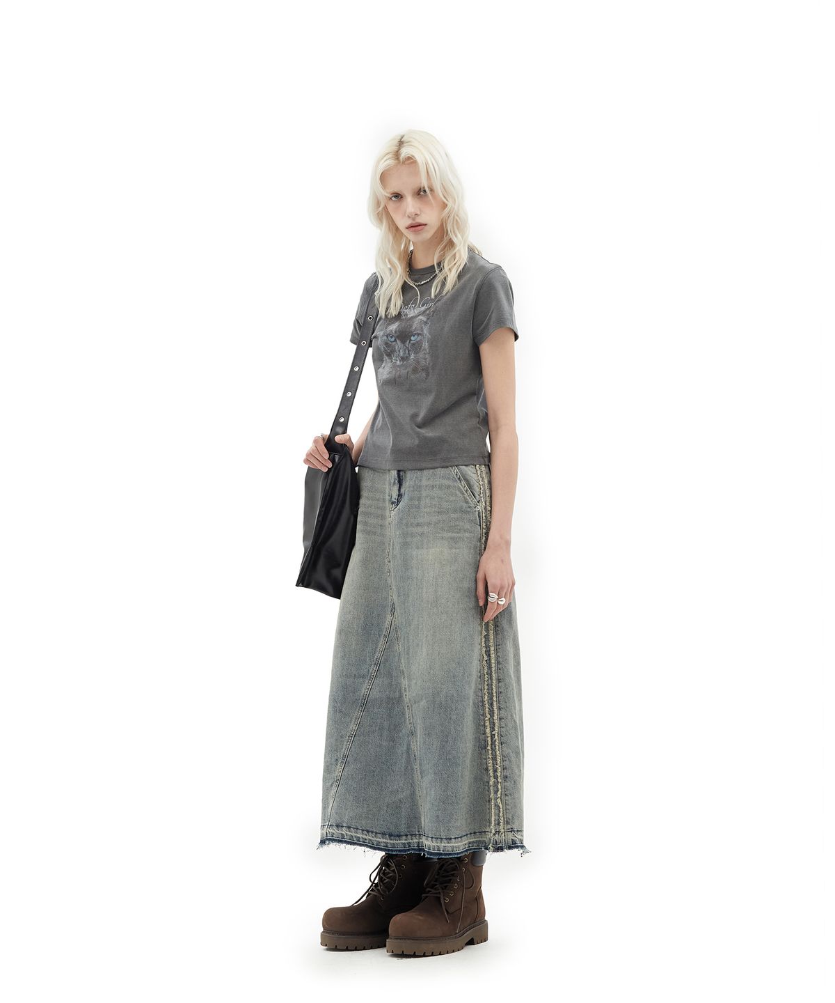 데프가먼츠(DEFGARMENTS) DRAW DENIM LONG SKIRT [INDIGO]