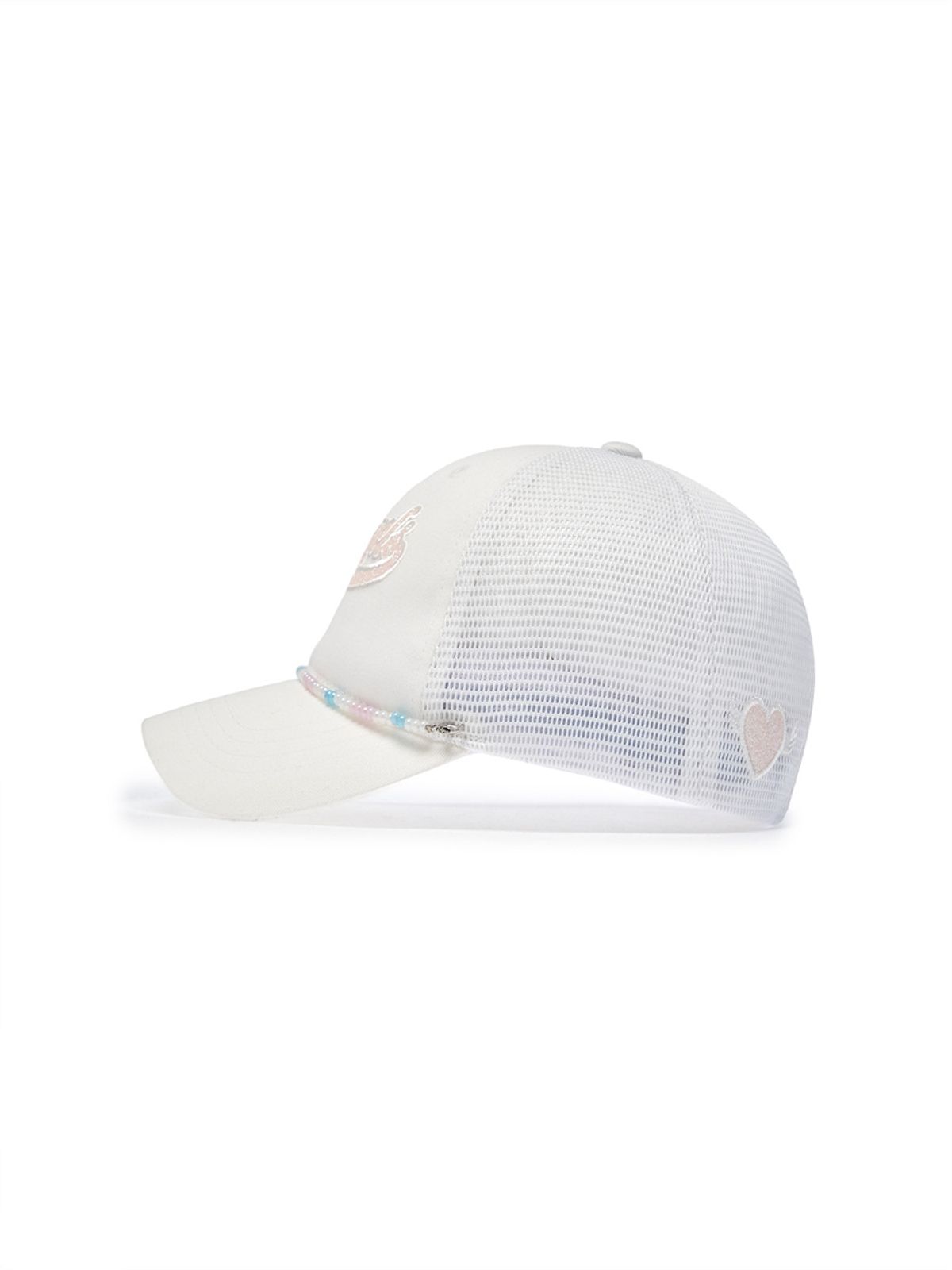 엠엘비 키즈(MLB KIDS) 여아 엔젤스 비즈 체인 메쉬캡 LAA (Ivory)