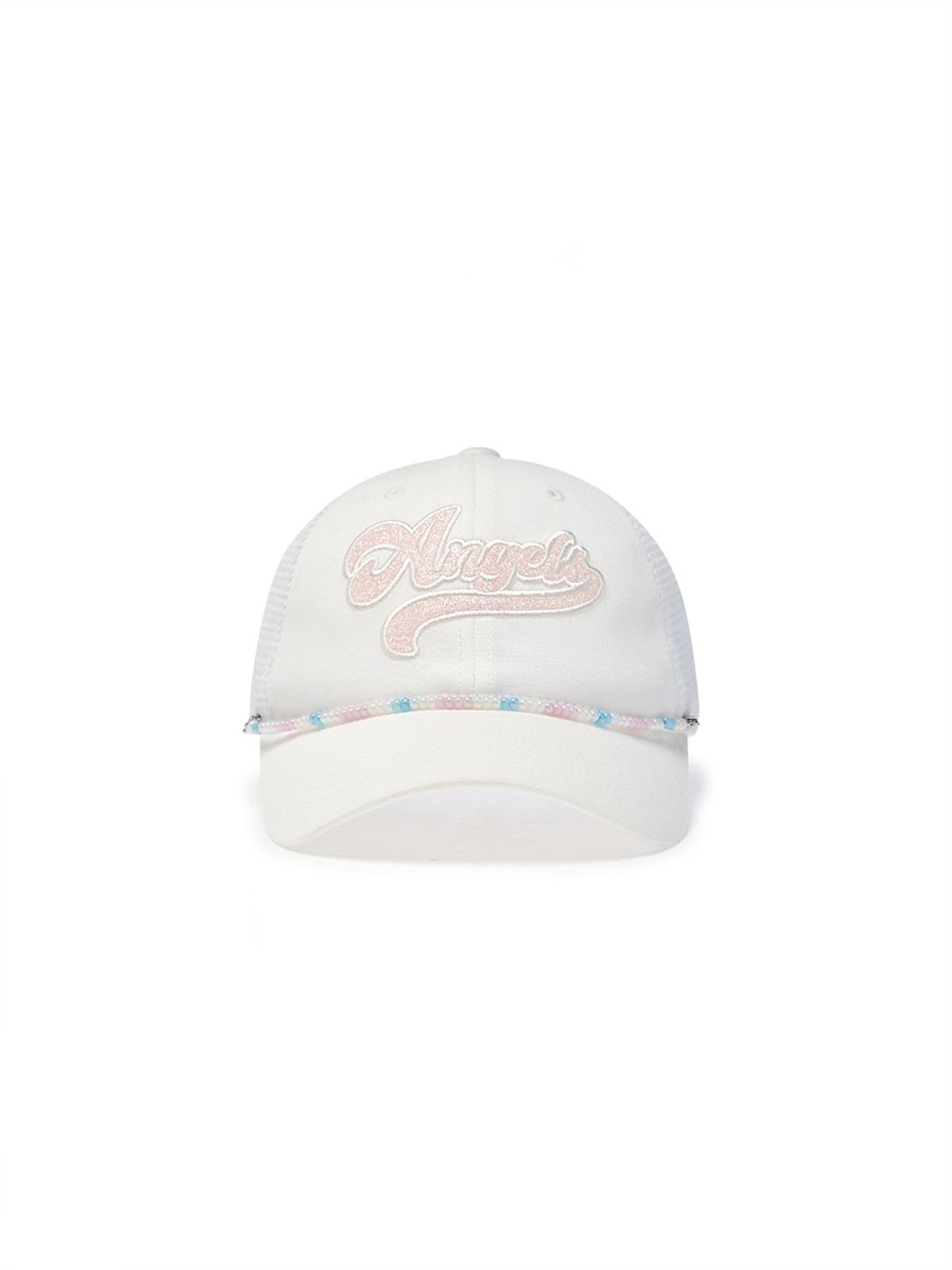 엠엘비 키즈(MLB KIDS) 여아 엔젤스 비즈 체인 메쉬캡 LAA (Ivory)