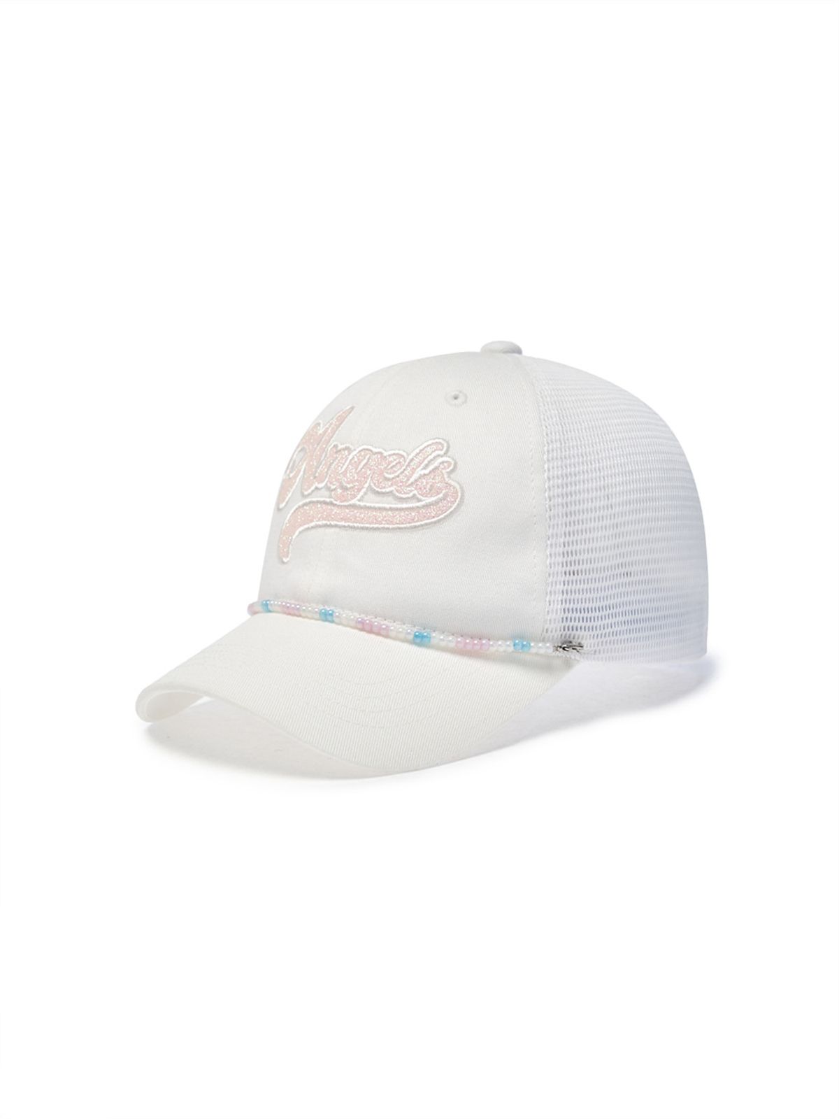 엠엘비 키즈(MLB KIDS) 여아 엔젤스 비즈 체인 메쉬캡 LAA (Ivory)