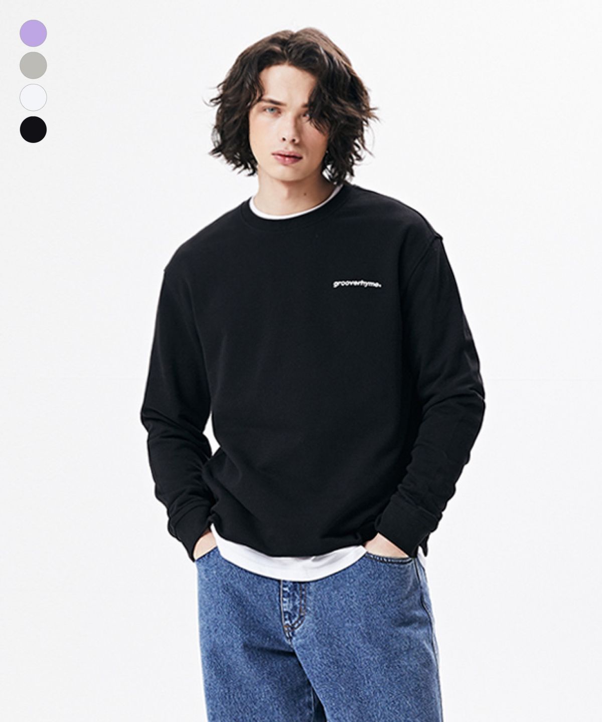 그루브라임(GROOVE RHYME) BASIC LOGO SWEAT SHIRTS (FROSCTM701P)