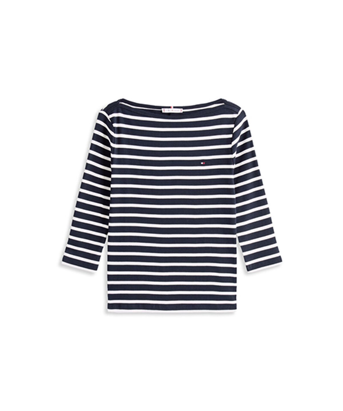 타미힐피거(TOMMY HILFIGER) 슬림 보트넥 스트라이프 티셔츠 (T22G1TTO050WT302C)