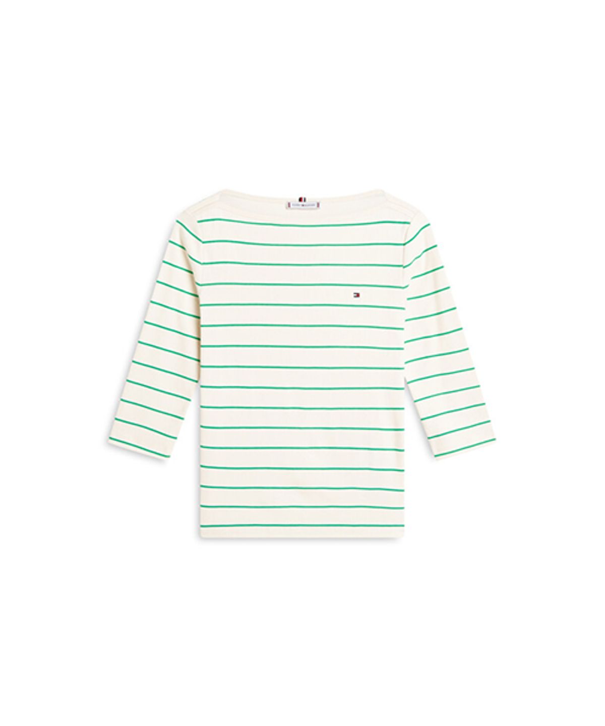 타미힐피거(TOMMY HILFIGER) 슬림 보트넥 스트라이프 티셔츠 (T22G1TTO050WT304Q)
