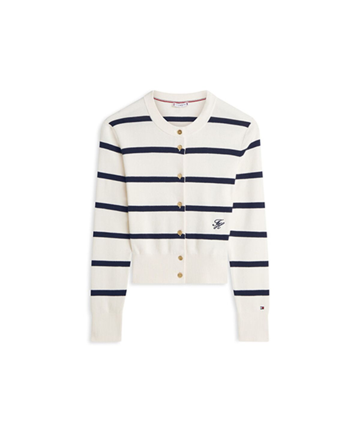 타미힐피거(TOMMY HILFIGER) 스트라이프 크루넥 가디건 (T22G1KCD050WT20AN)