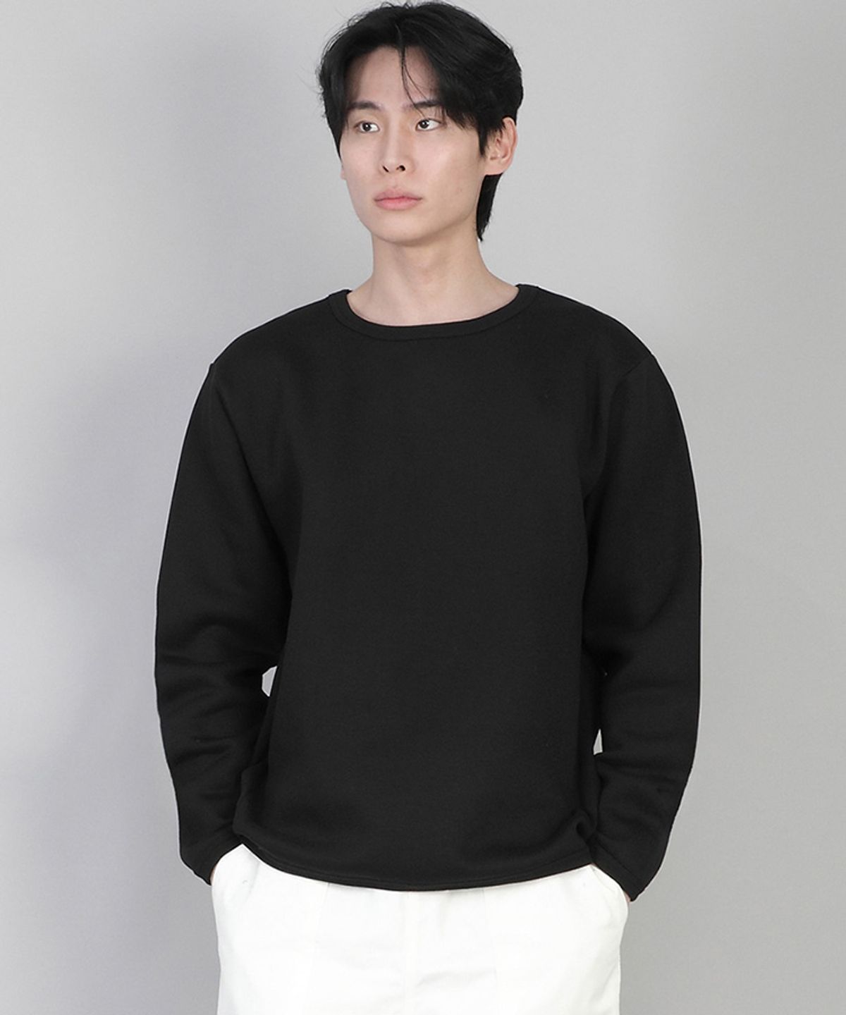 세인트크루(SAINTCREW) 기모 무지 R넥 스웨트셔츠 PRR-870 블랙
