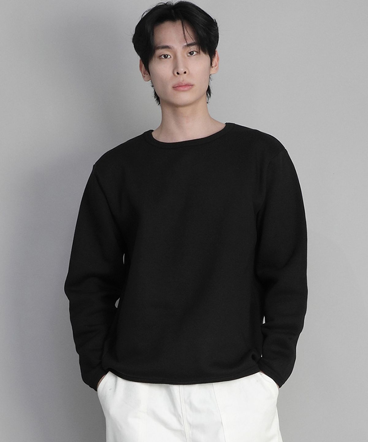 세인트크루(SAINTCREW) 기모 무지 R넥 스웨트셔츠 PRR-870 블랙