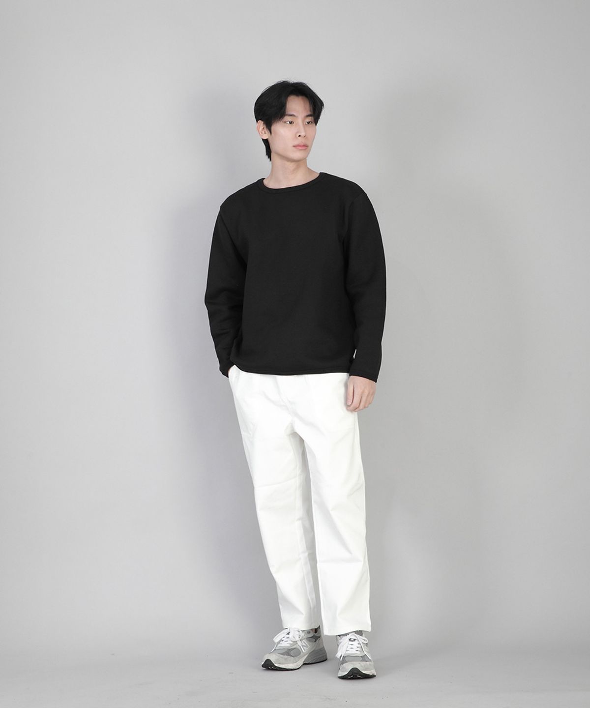 세인트크루(SAINTCREW) 기모 무지 R넥 스웨트셔츠 PRR-870 블랙