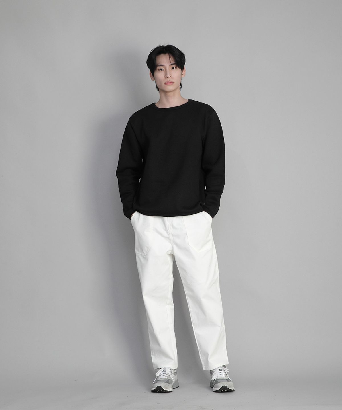 세인트크루(SAINTCREW) 기모 무지 R넥 스웨트셔츠 PRR-870 블랙