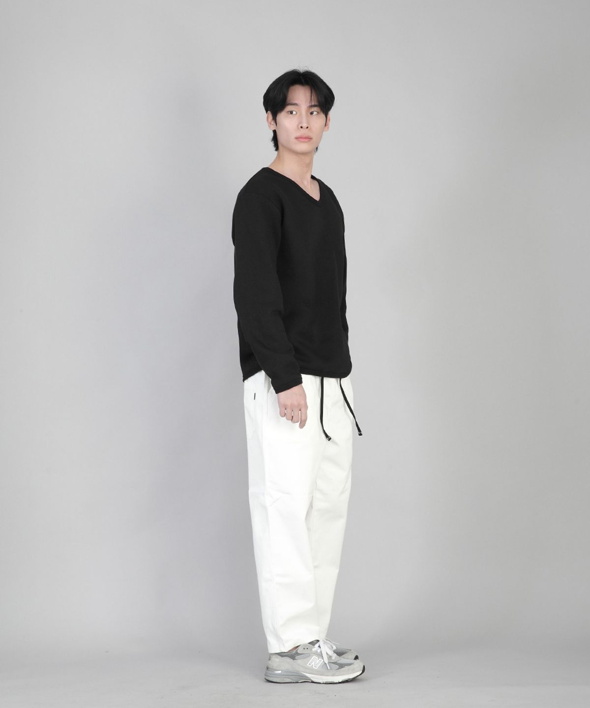 세인트크루(SAINTCREW) 기모 무지 V넥 스웨트셔츠 PRR-871 블랙