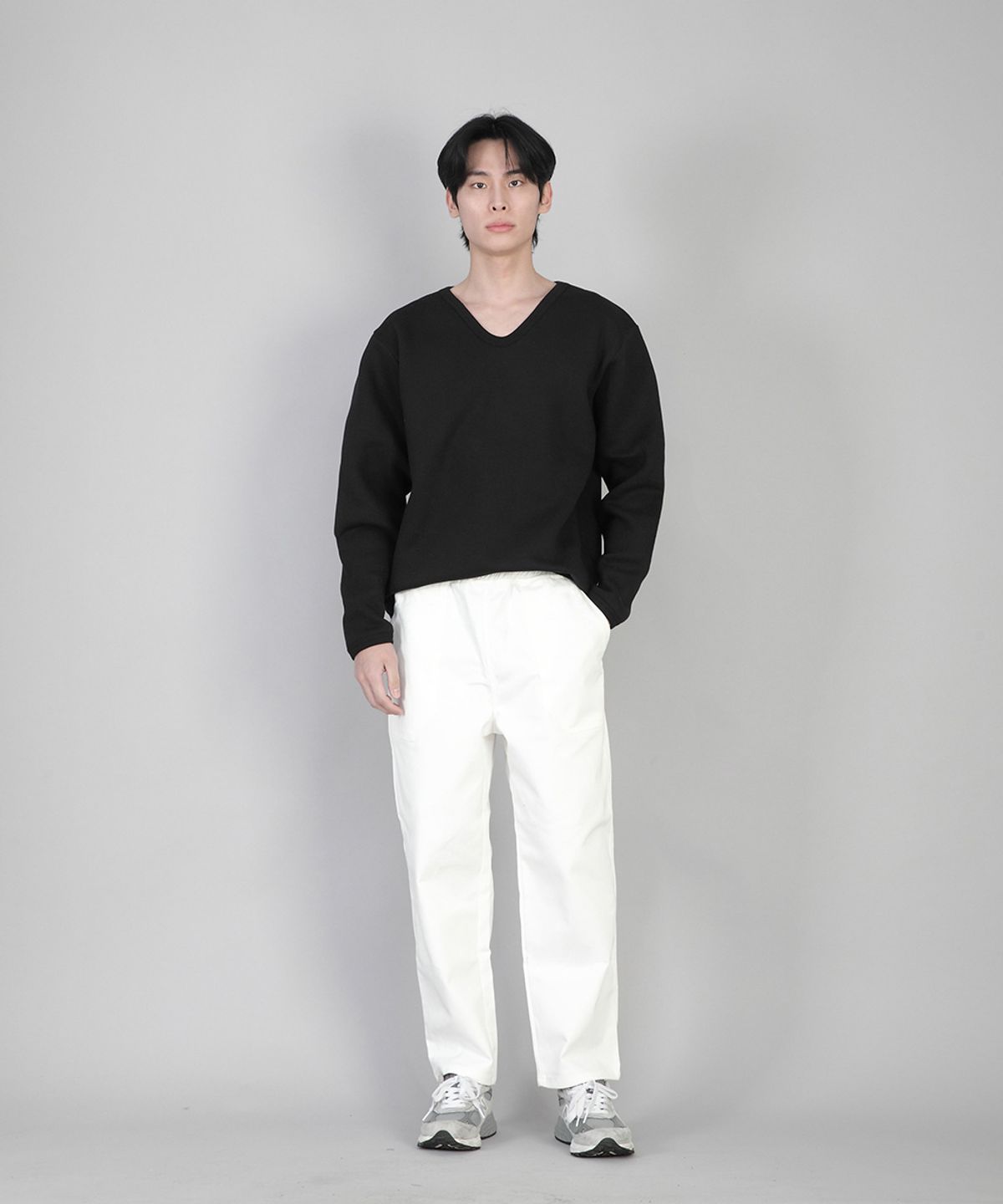 세인트크루(SAINTCREW) 기모 무지 V넥 스웨트셔츠 PRR-871 블랙