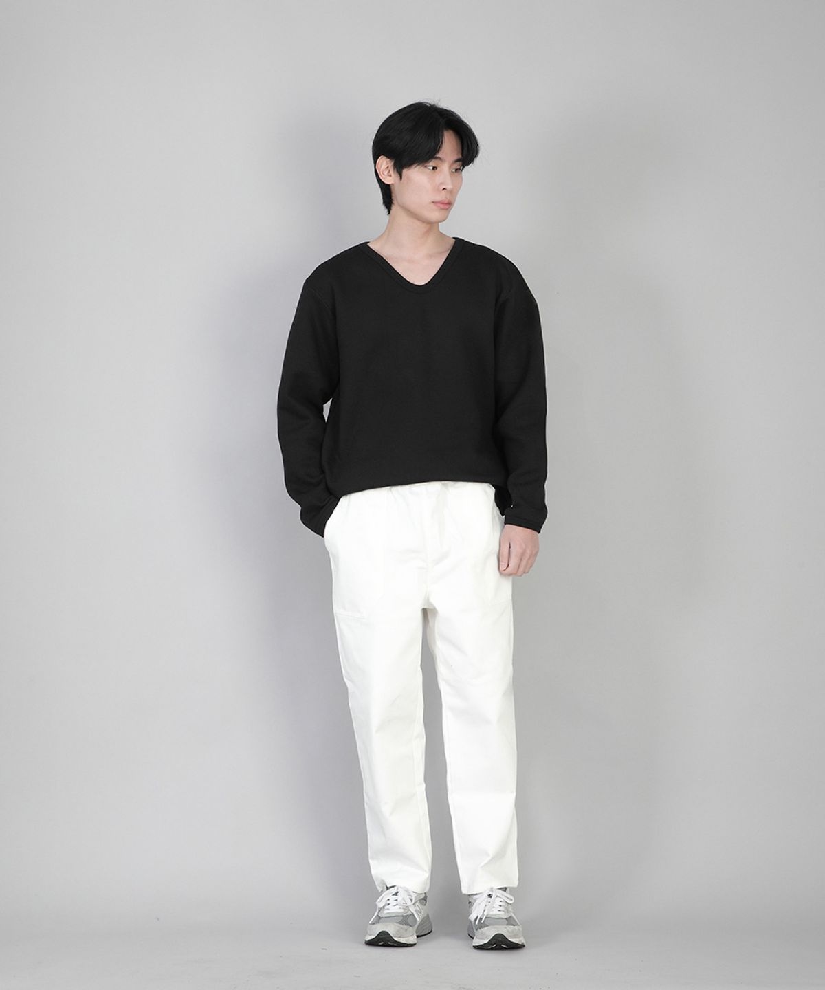 세인트크루(SAINTCREW) 기모 무지 V넥 스웨트셔츠 PRR-871 블랙