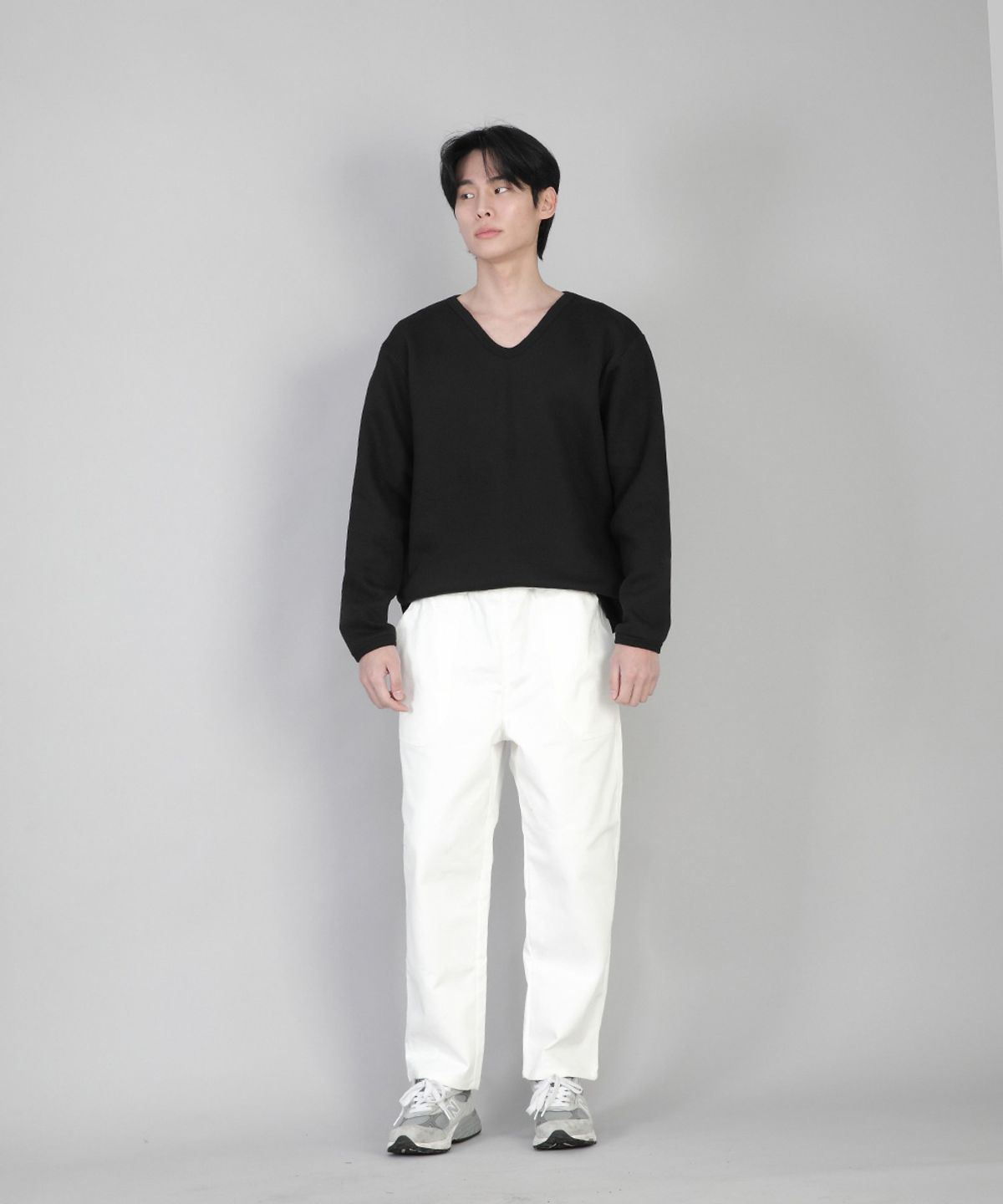 세인트크루(SAINTCREW) 기모 무지 V넥 스웨트셔츠 PRR-871 블랙