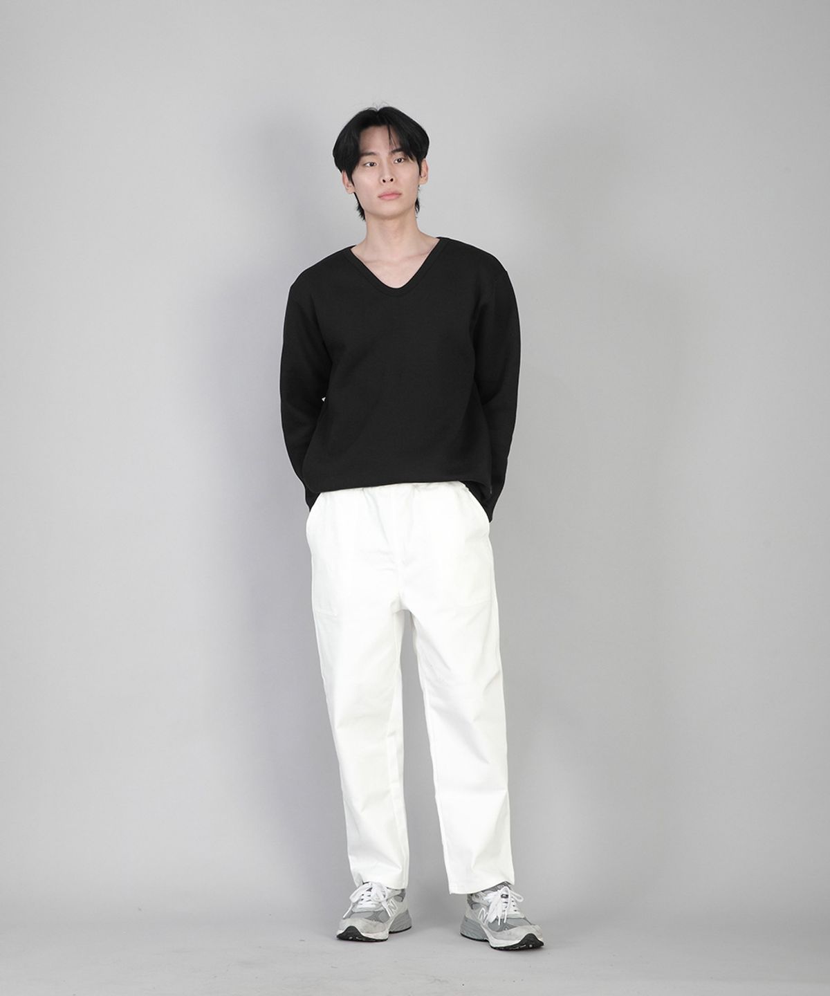 세인트크루(SAINTCREW) 기모 무지 V넥 스웨트셔츠 PRR-871 블랙