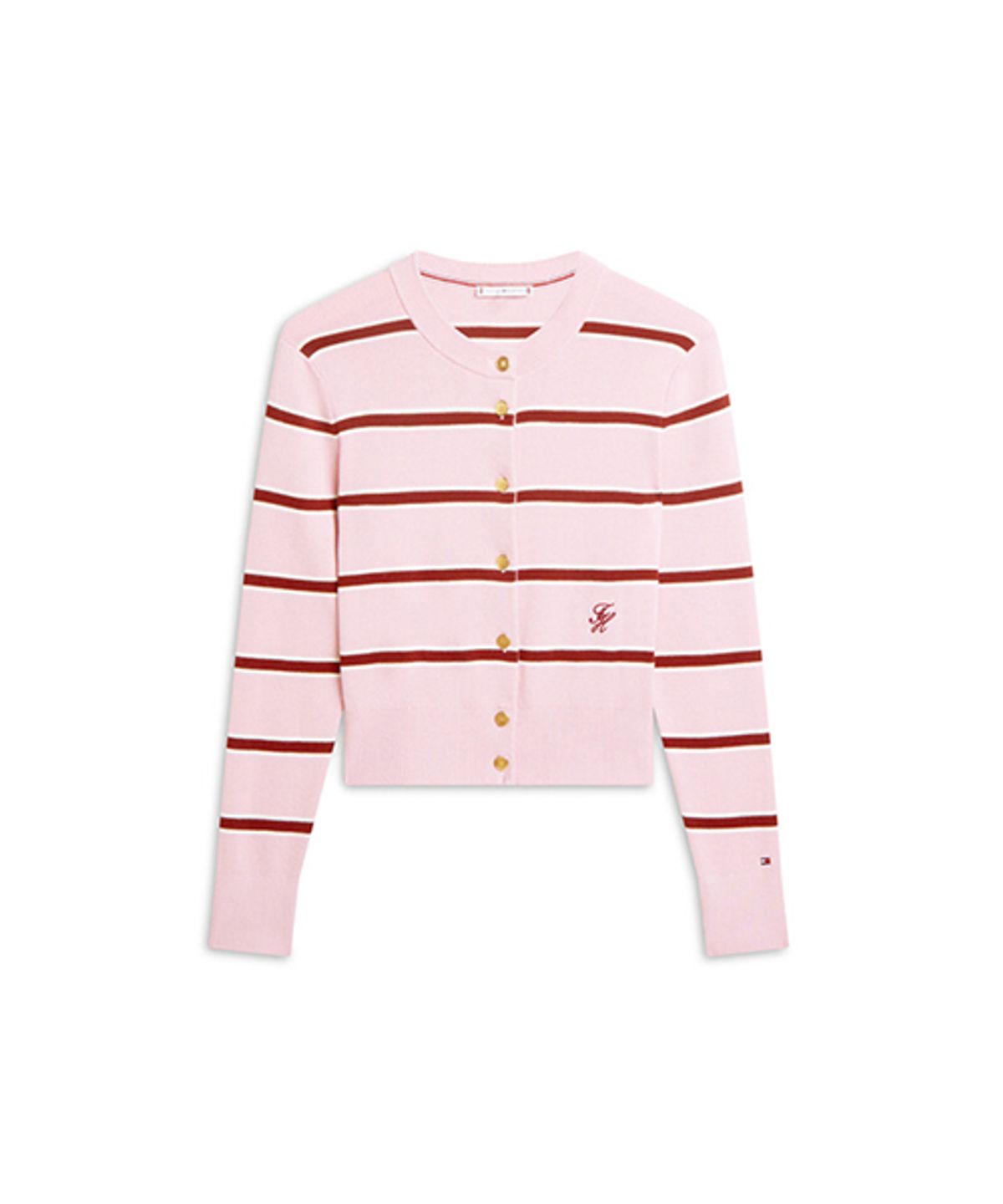 타미힐피거(TOMMY HILFIGER) 스트라이프 크루넥 가디건 (T22G1KCD050WT20D8)
