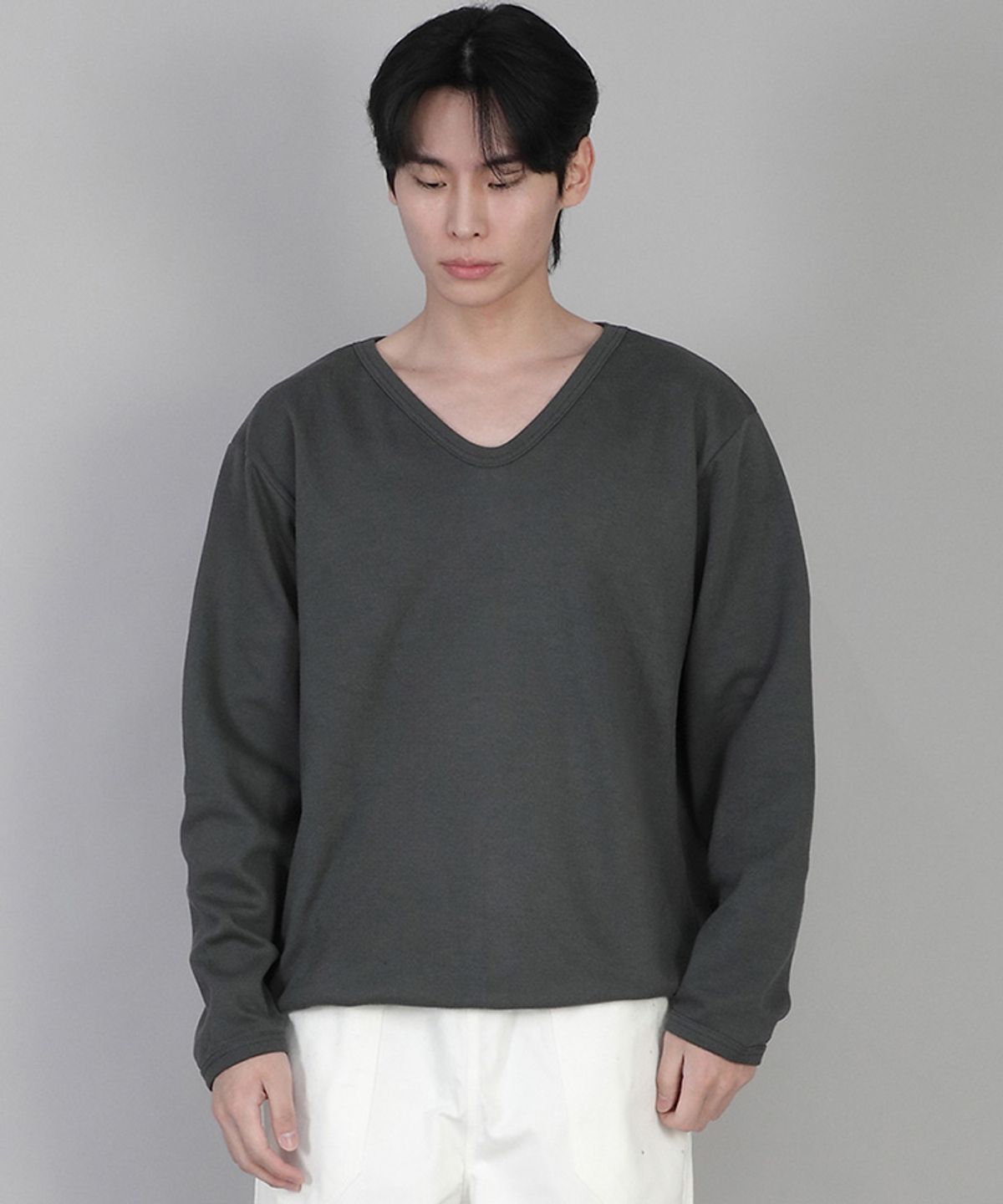 세인트크루(SAINTCREW) 무지 V넥 스웨트셔츠 RVS-874 슬레이트 그레이