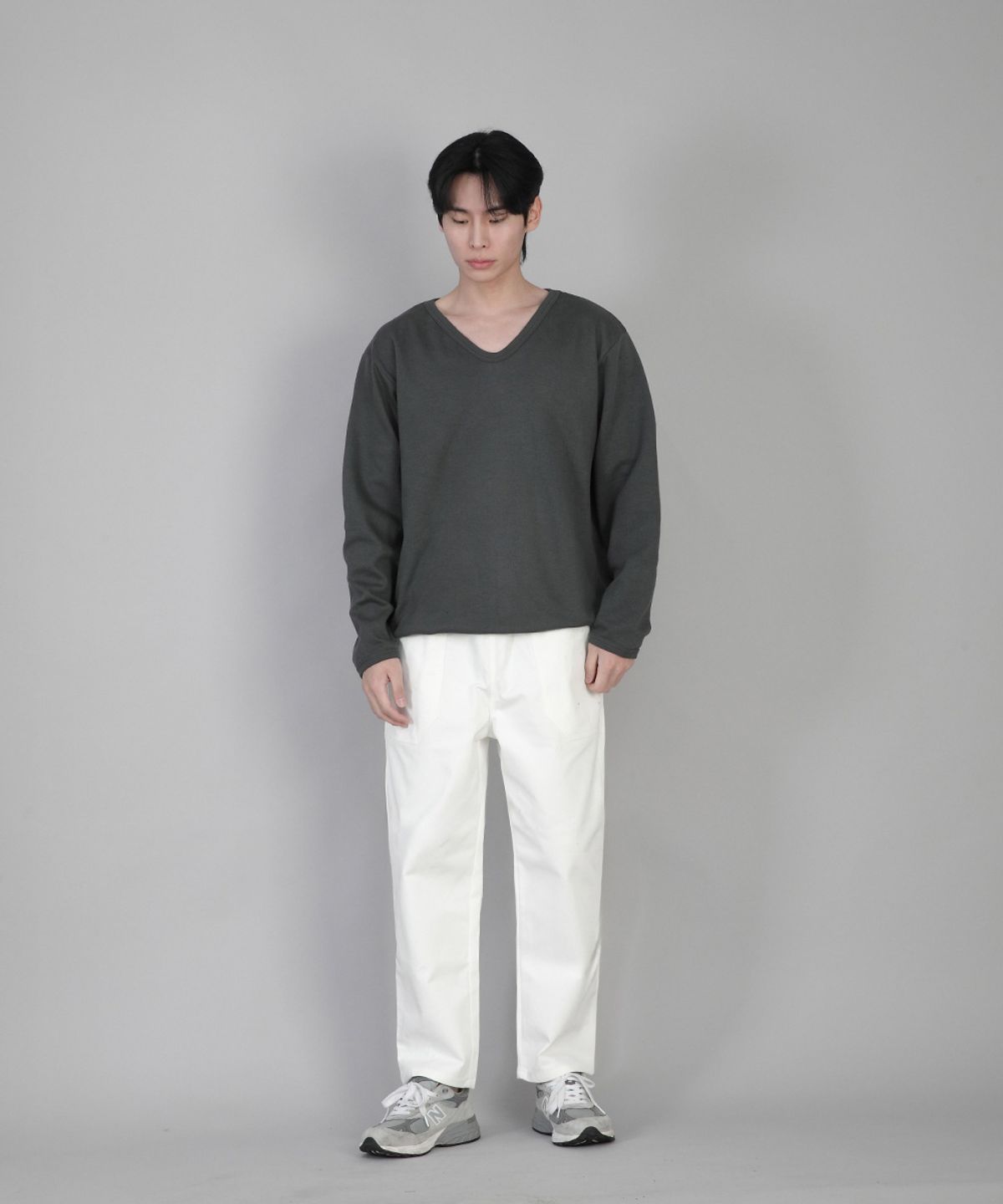 세인트크루(SAINTCREW) 무지 V넥 스웨트셔츠 RVS-874 슬레이트 그레이