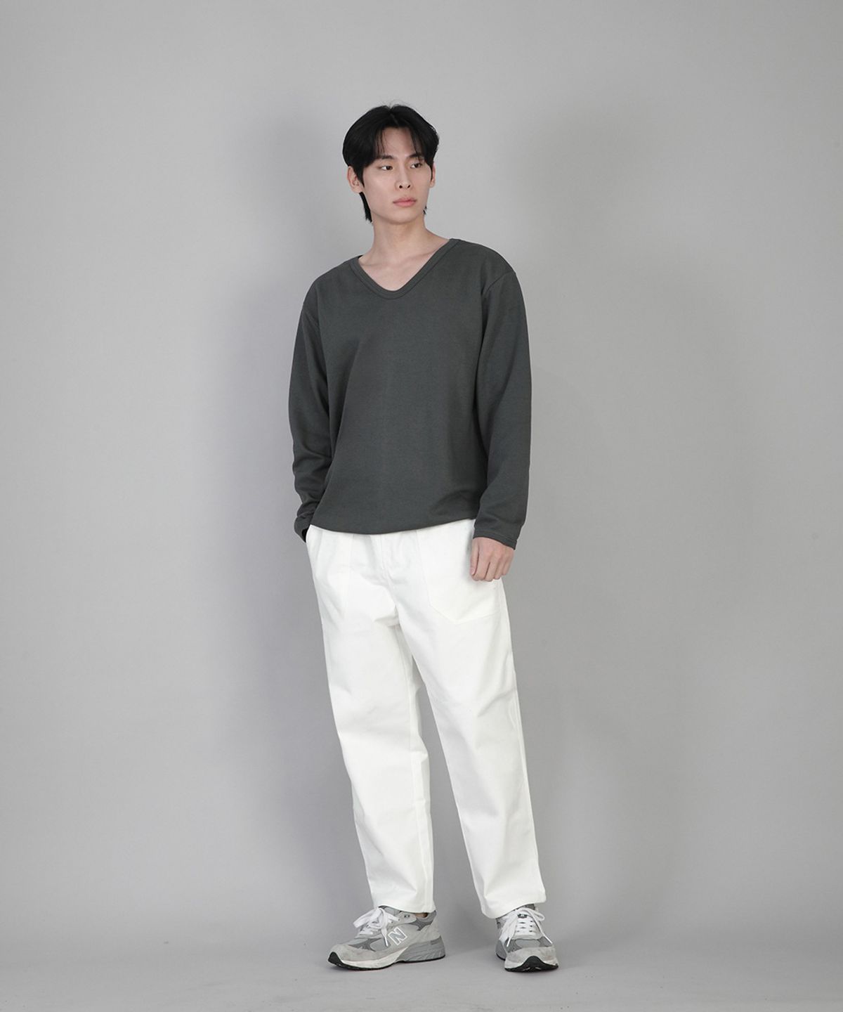 세인트크루(SAINTCREW) 무지 V넥 스웨트셔츠 RVS-874 슬레이트 그레이