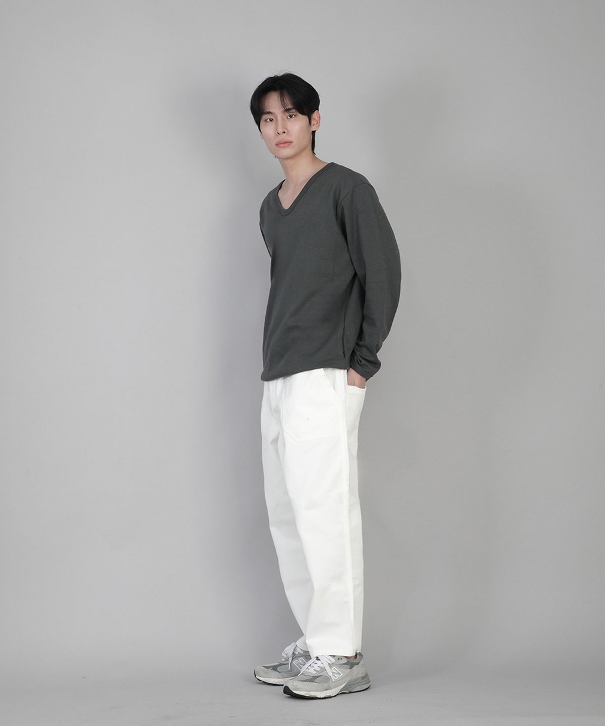 세인트크루(SAINTCREW) 무지 V넥 스웨트셔츠 RVS-874 슬레이트 그레이