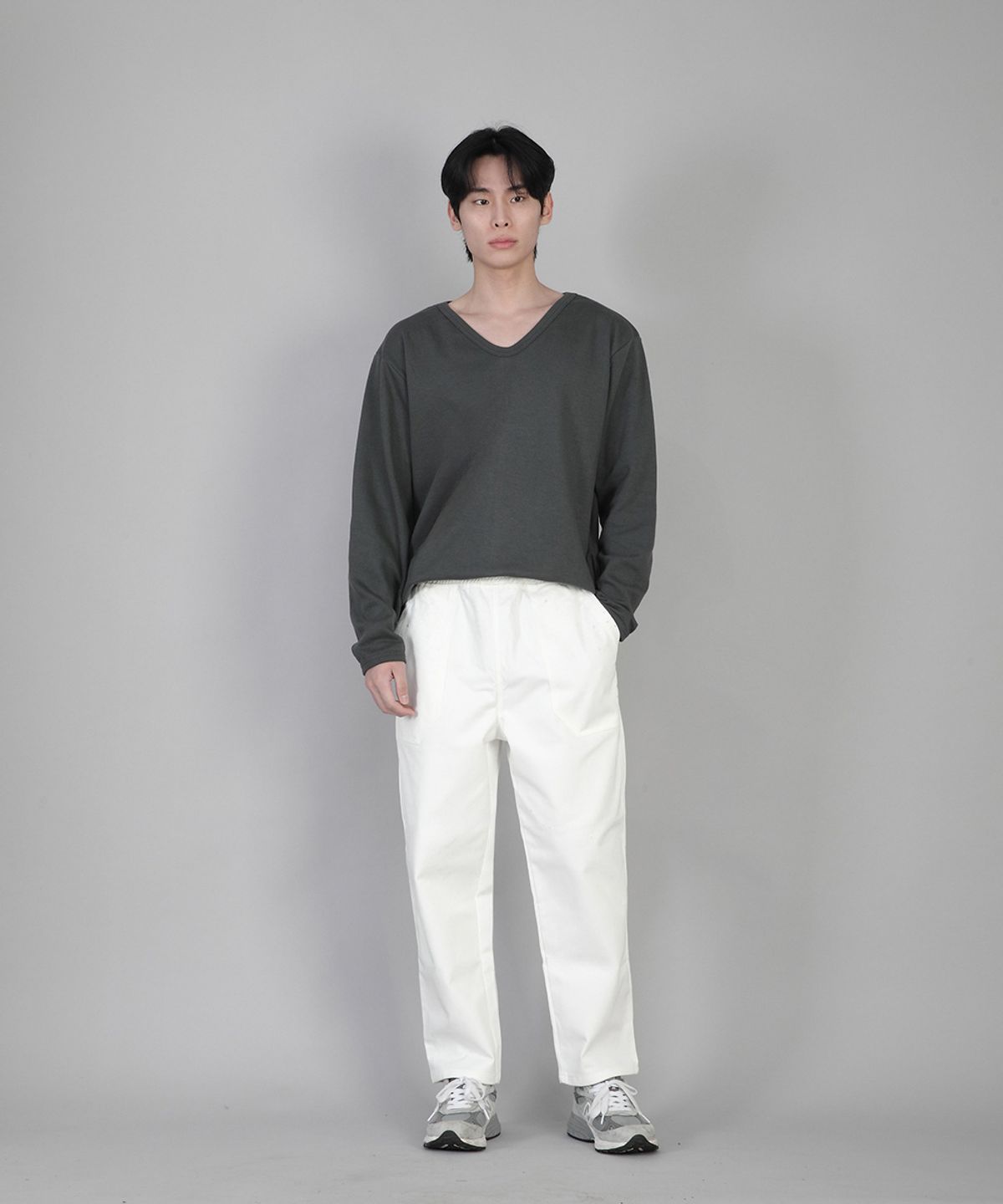 세인트크루(SAINTCREW) 무지 V넥 스웨트셔츠 RVS-874 슬레이트 그레이