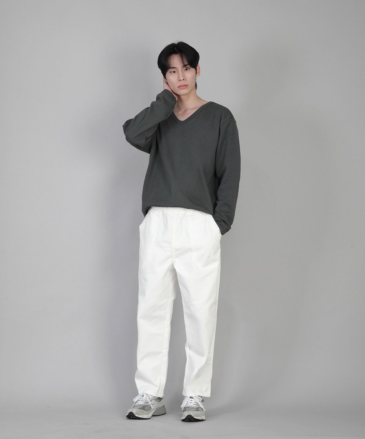 세인트크루(SAINTCREW) 무지 V넥 스웨트셔츠 RVS-874 슬레이트 그레이