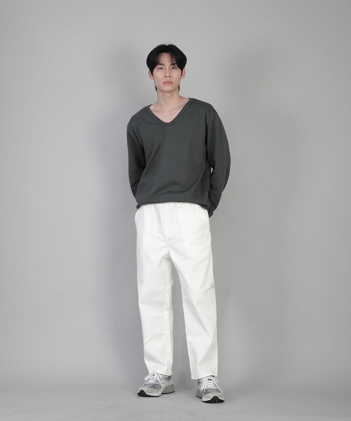 세인트크루(SAINTCREW) 무지 V넥 스웨트셔츠 RVS-874 슬레이트 그레이