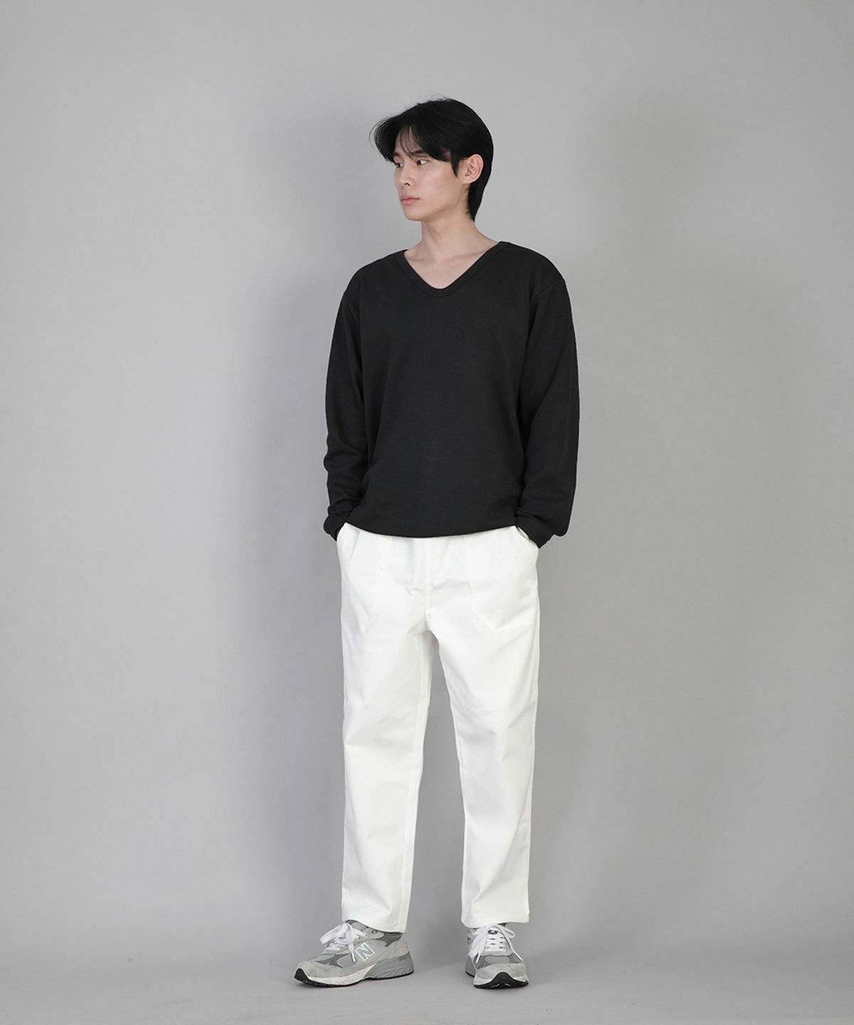 세인트크루(SAINTCREW) 무지 V넥 스웨트셔츠 RVS-874 블랙