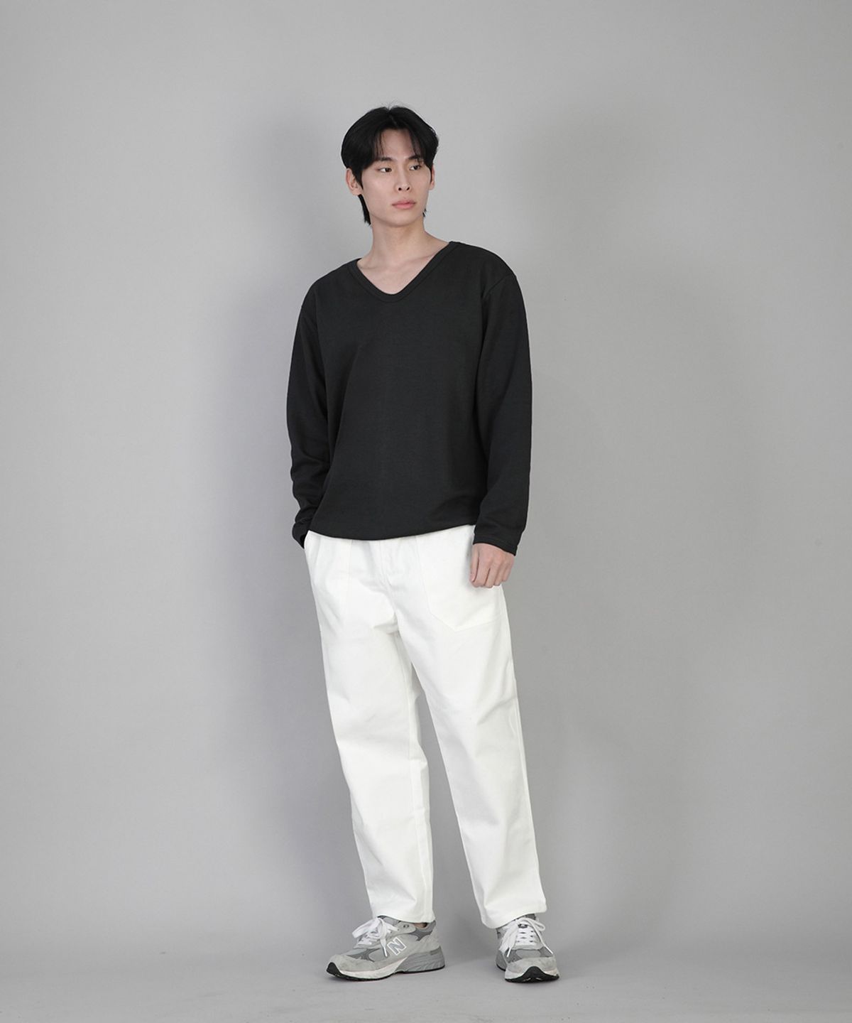 세인트크루(SAINTCREW) 무지 V넥 스웨트셔츠 RVS-874 블랙