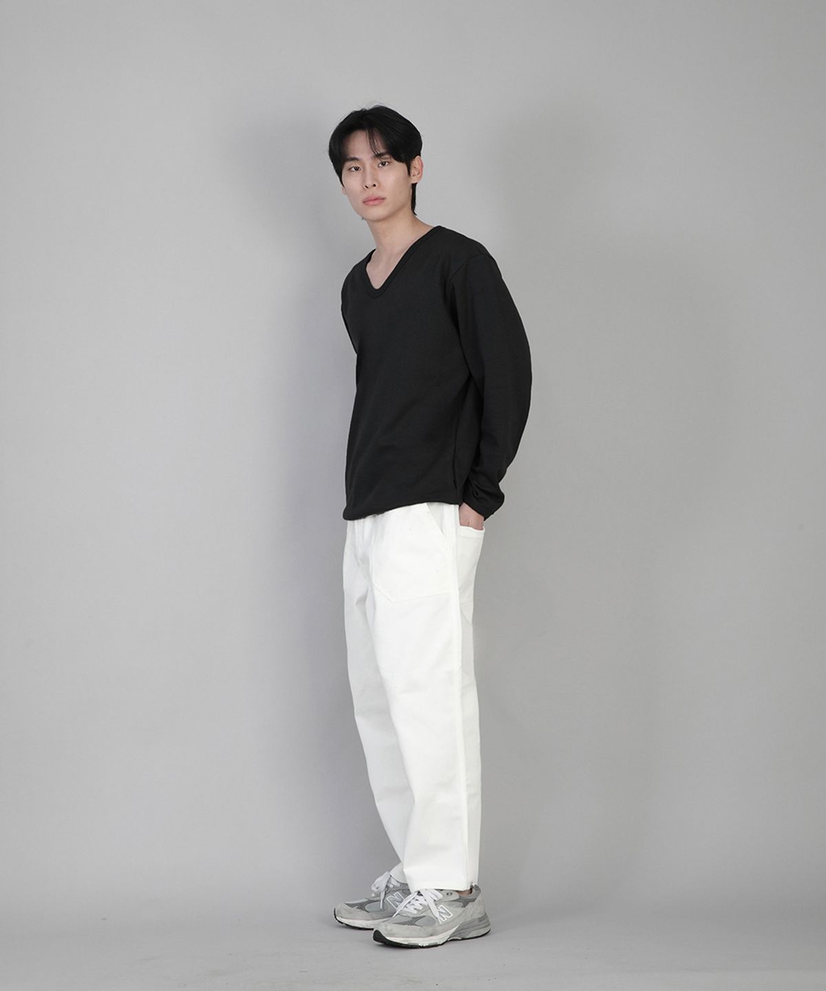세인트크루(SAINTCREW) 무지 V넥 스웨트셔츠 RVS-874 블랙