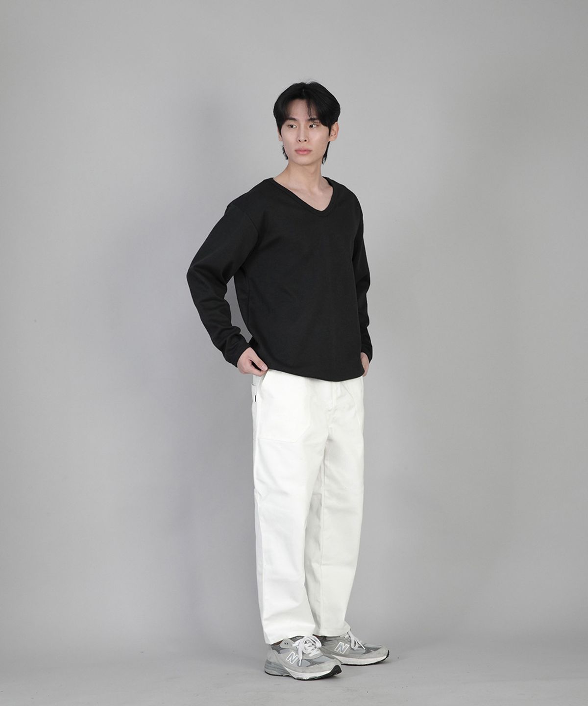 세인트크루(SAINTCREW) 무지 V넥 스웨트셔츠 RVS-874 블랙