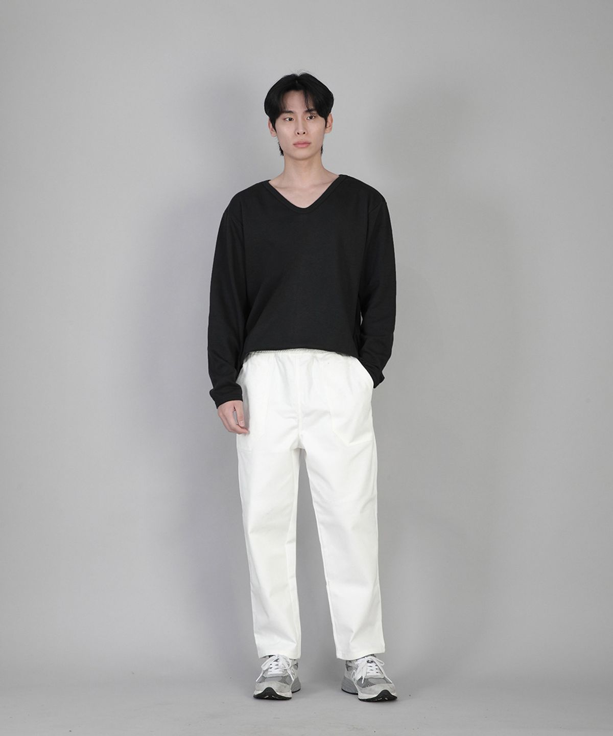 세인트크루(SAINTCREW) 무지 V넥 스웨트셔츠 RVS-874 블랙