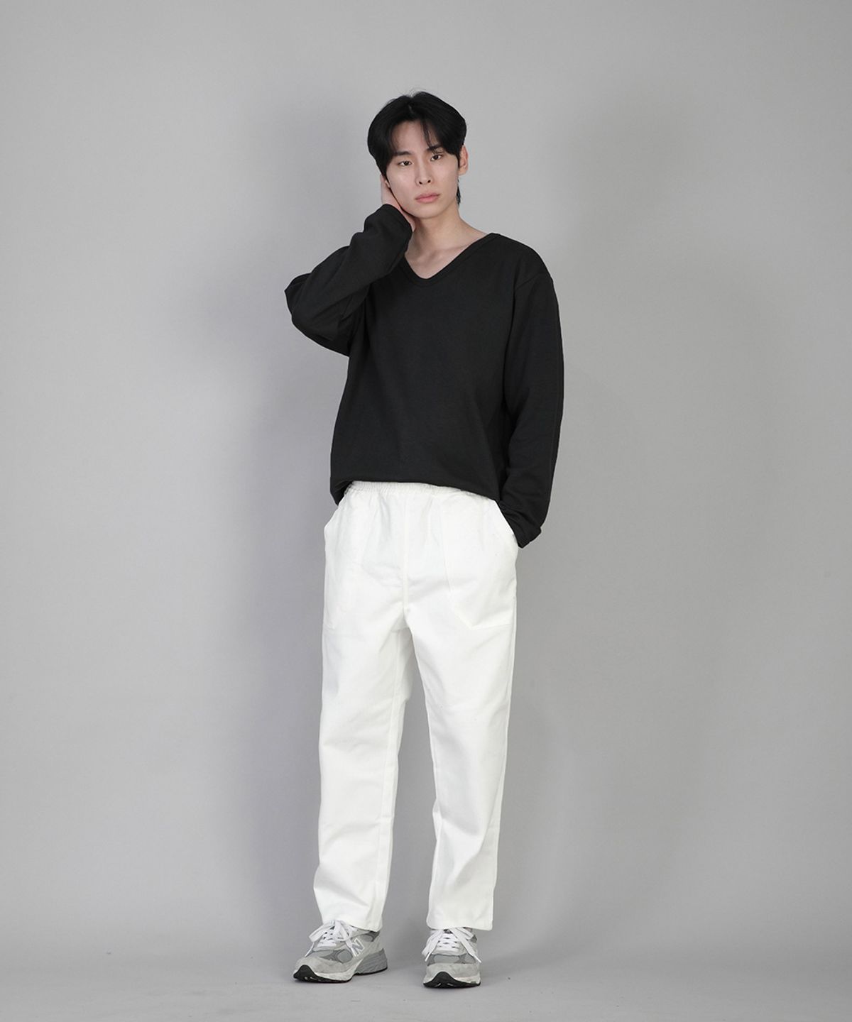세인트크루(SAINTCREW) 무지 V넥 스웨트셔츠 RVS-874 블랙