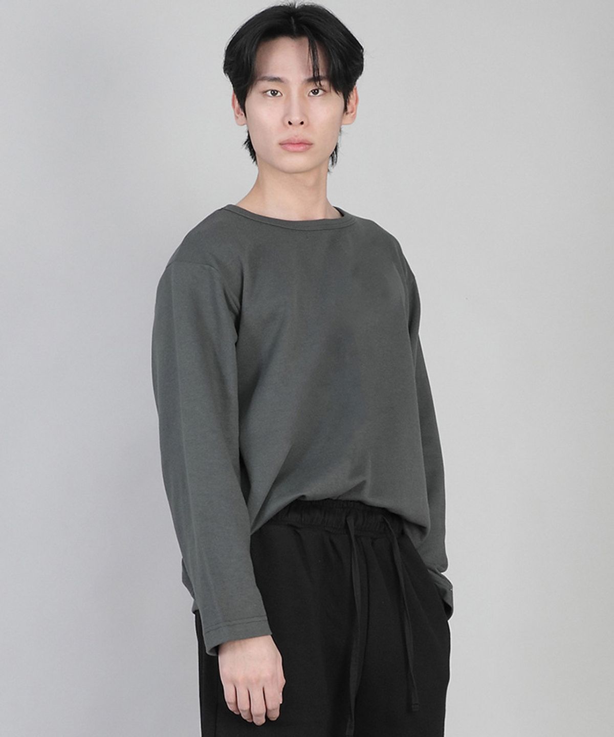 세인트크루(SAINTCREW) 무지 R넥 긴팔티 RRL-875 슬레이트 그레이