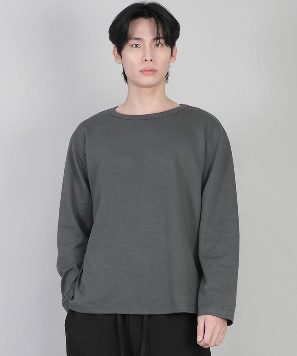세인트크루(SAINTCREW) 무지 R넥 긴팔티 RRL-875 슬레이트 그레이