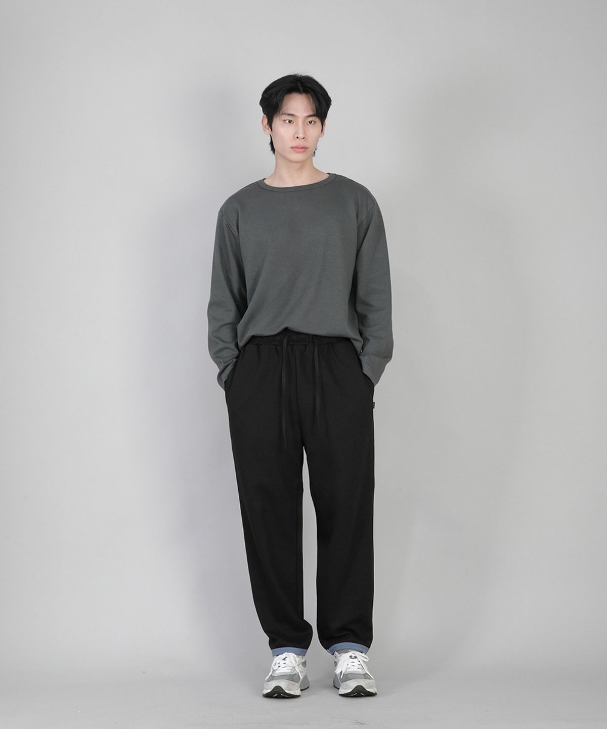세인트크루(SAINTCREW) 무지 R넥 긴팔티 RRL-875 슬레이트 그레이
