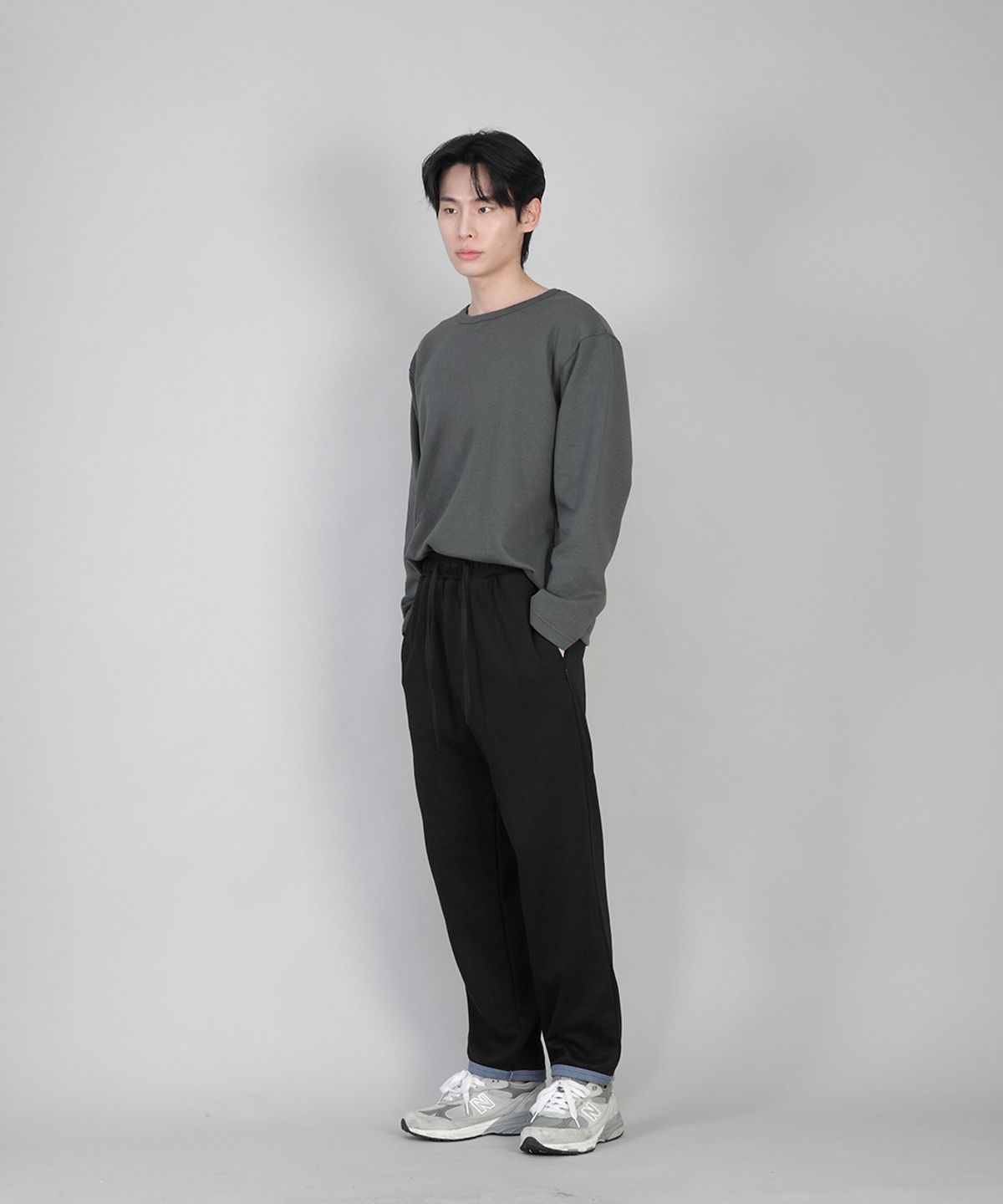 세인트크루(SAINTCREW) 무지 R넥 긴팔티 RRL-875 슬레이트 그레이
