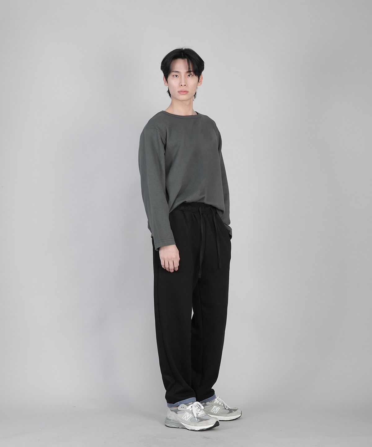 세인트크루(SAINTCREW) 무지 R넥 긴팔티 RRL-875 슬레이트 그레이