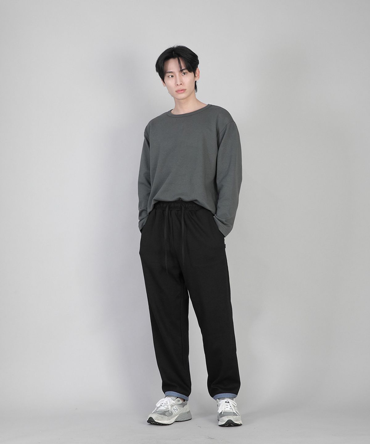세인트크루(SAINTCREW) 무지 R넥 긴팔티 RRL-875 슬레이트 그레이