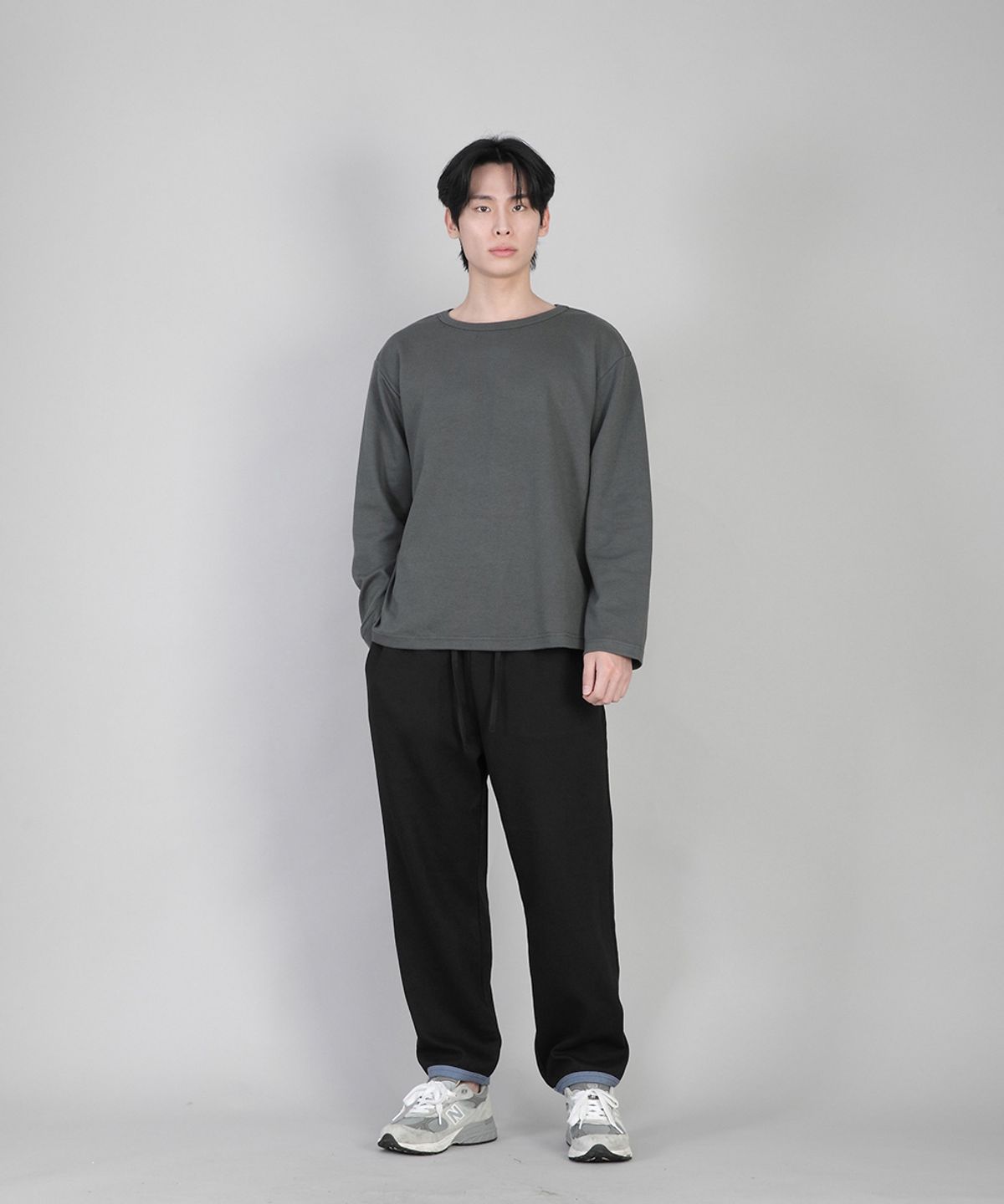 세인트크루(SAINTCREW) 무지 R넥 긴팔티 RRL-875 슬레이트 그레이