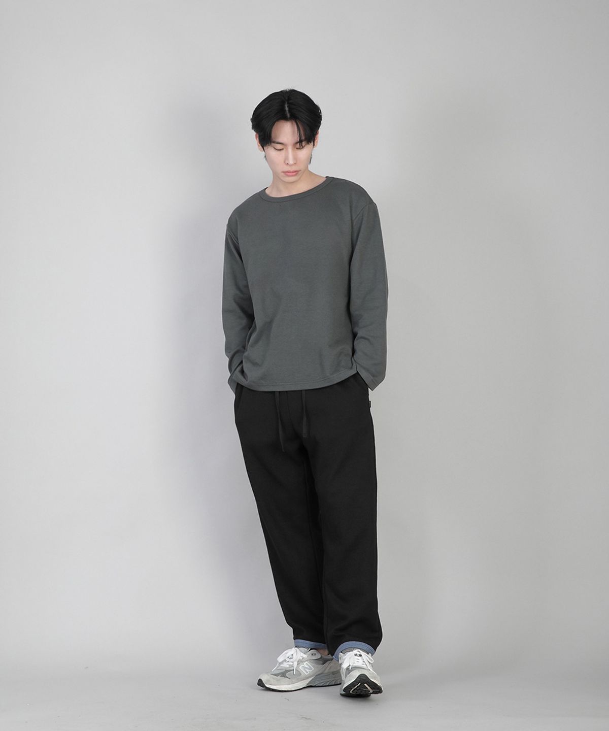 세인트크루(SAINTCREW) 무지 R넥 긴팔티 RRL-875 슬레이트 그레이