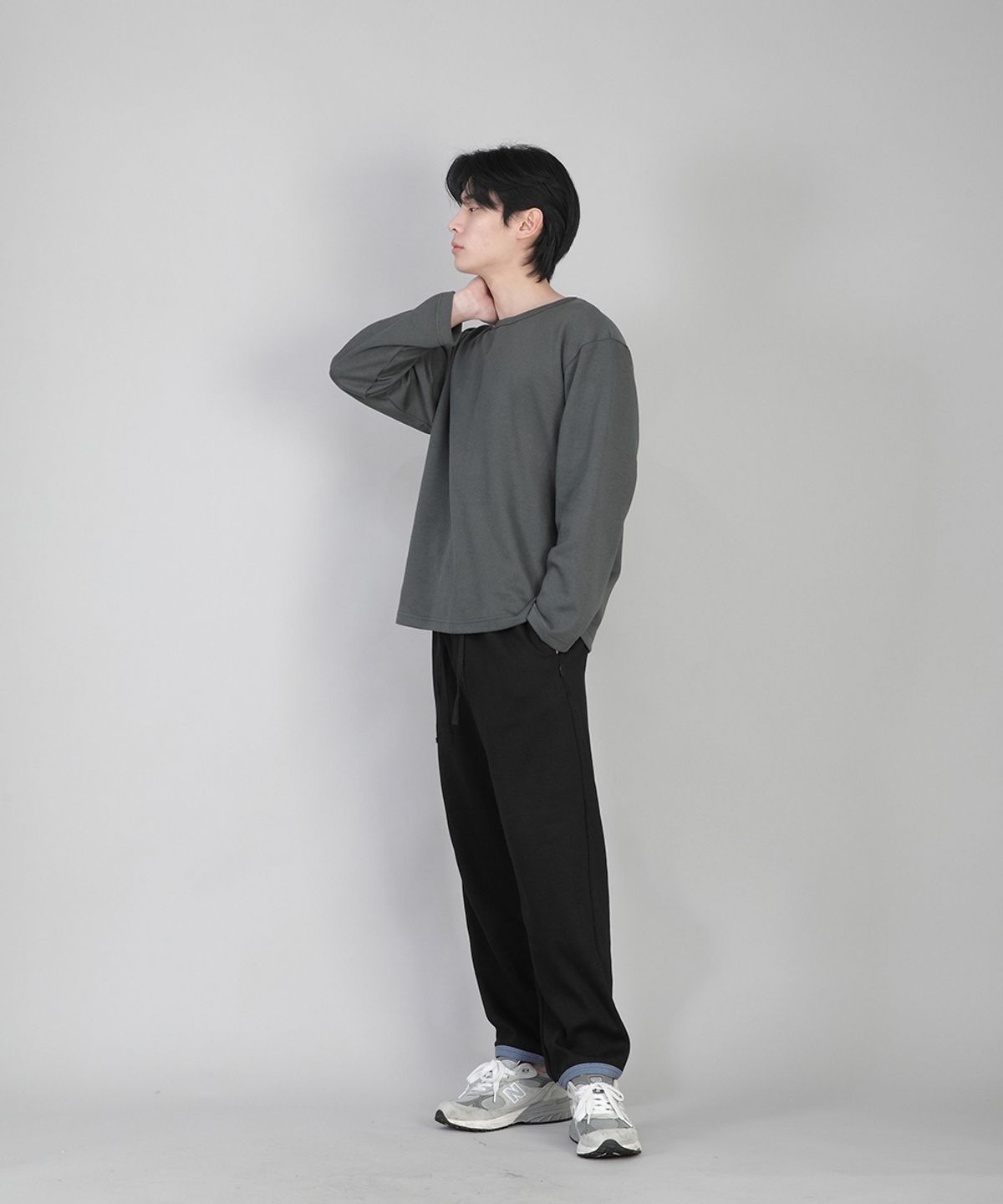 세인트크루(SAINTCREW) 무지 R넥 긴팔티 RRL-875 슬레이트 그레이
