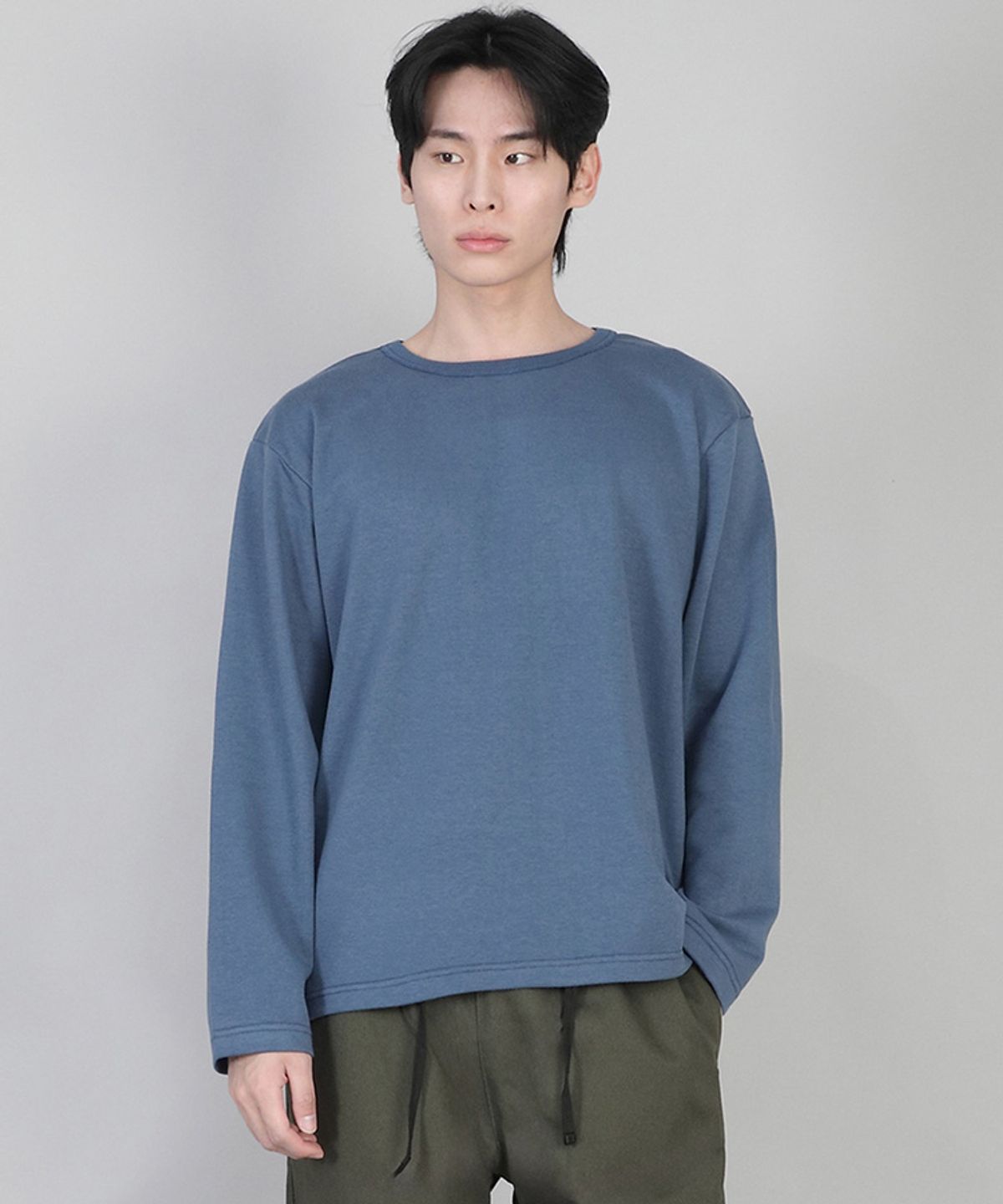 세인트크루(SAINTCREW) 무지 R넥 긴팔티 RRL-875 이집션 블루
