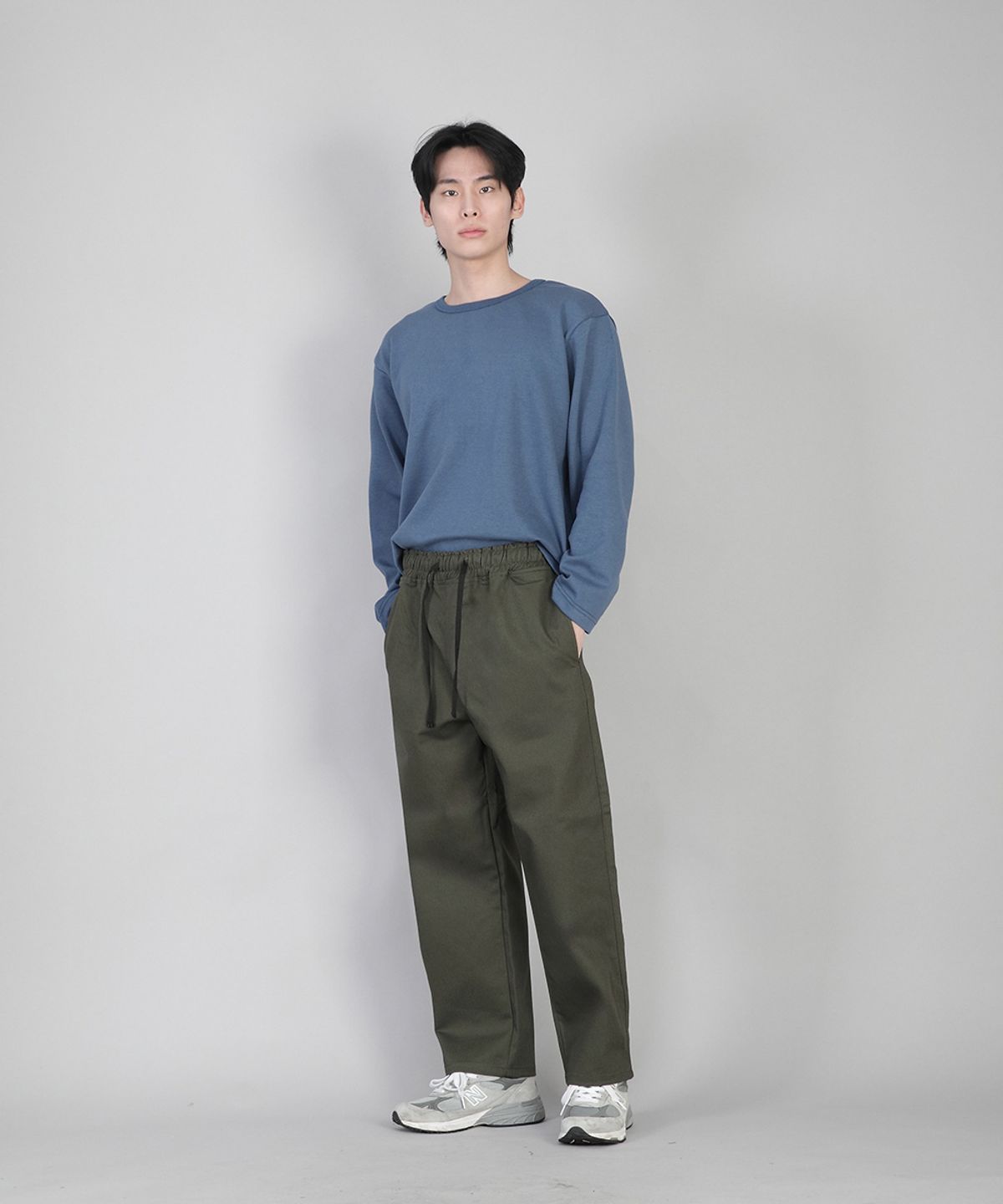 세인트크루(SAINTCREW) 무지 R넥 긴팔티 RRL-875 이집션 블루