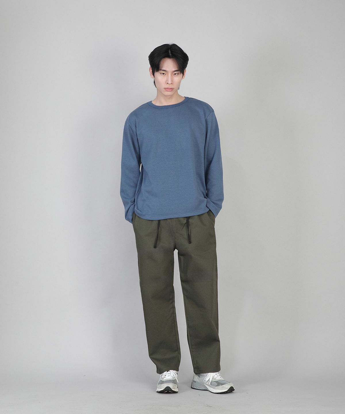 세인트크루(SAINTCREW) 무지 R넥 긴팔티 RRL-875 이집션 블루