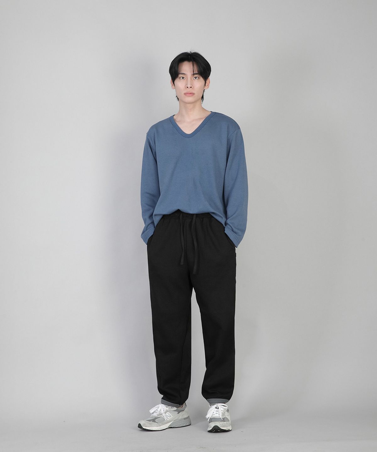 세인트크루(SAINTCREW) 무지 V넥 긴팔티 RVL-877 이집션 블루