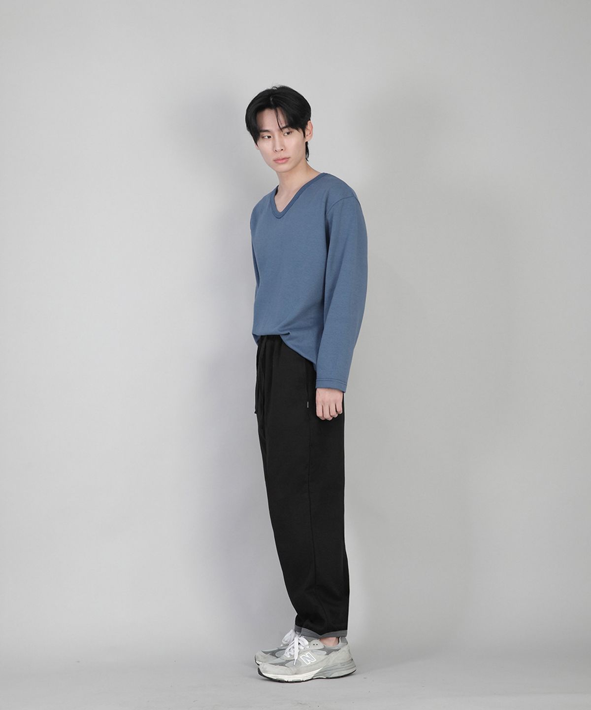 세인트크루(SAINTCREW) 무지 V넥 긴팔티 RVL-877 이집션 블루