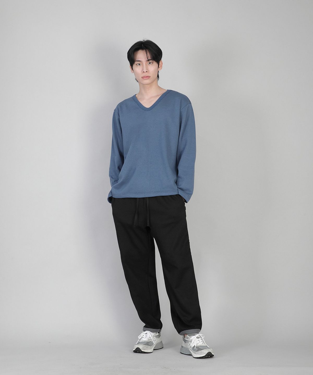 세인트크루(SAINTCREW) 무지 V넥 긴팔티 RVL-877 이집션 블루