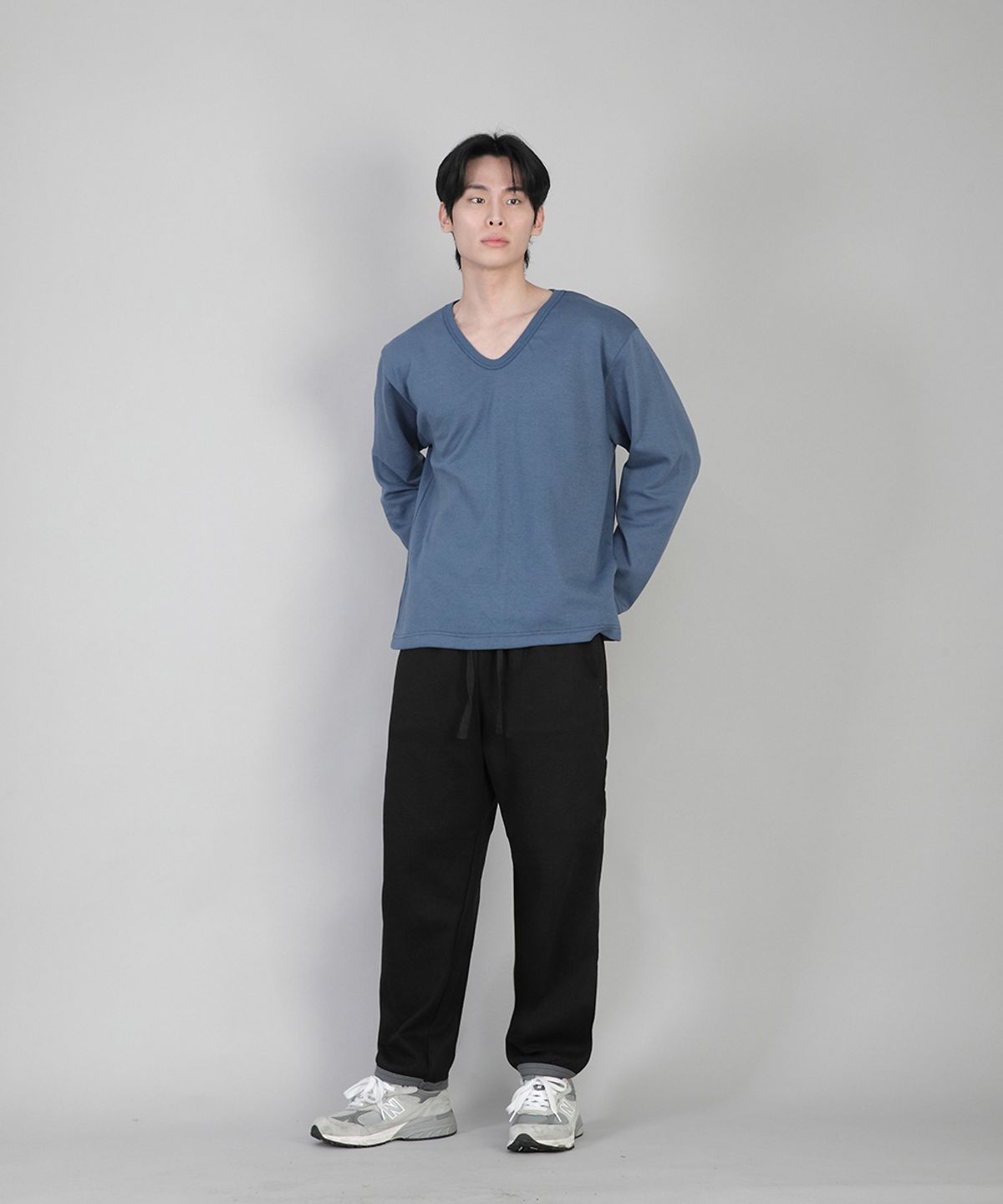 세인트크루(SAINTCREW) 무지 V넥 긴팔티 RVL-877 이집션 블루