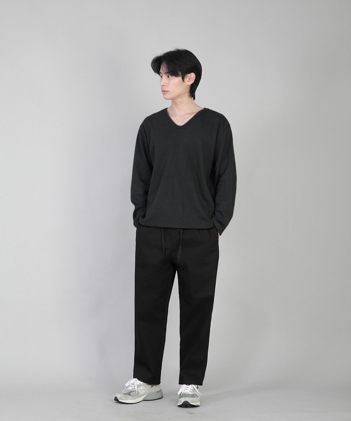 세인트크루(SAINTCREW) 무지 V넥 긴팔티 RVL-877 블랙