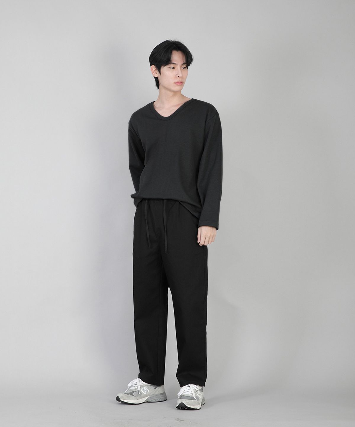 세인트크루(SAINTCREW) 무지 V넥 긴팔티 RVL-877 블랙